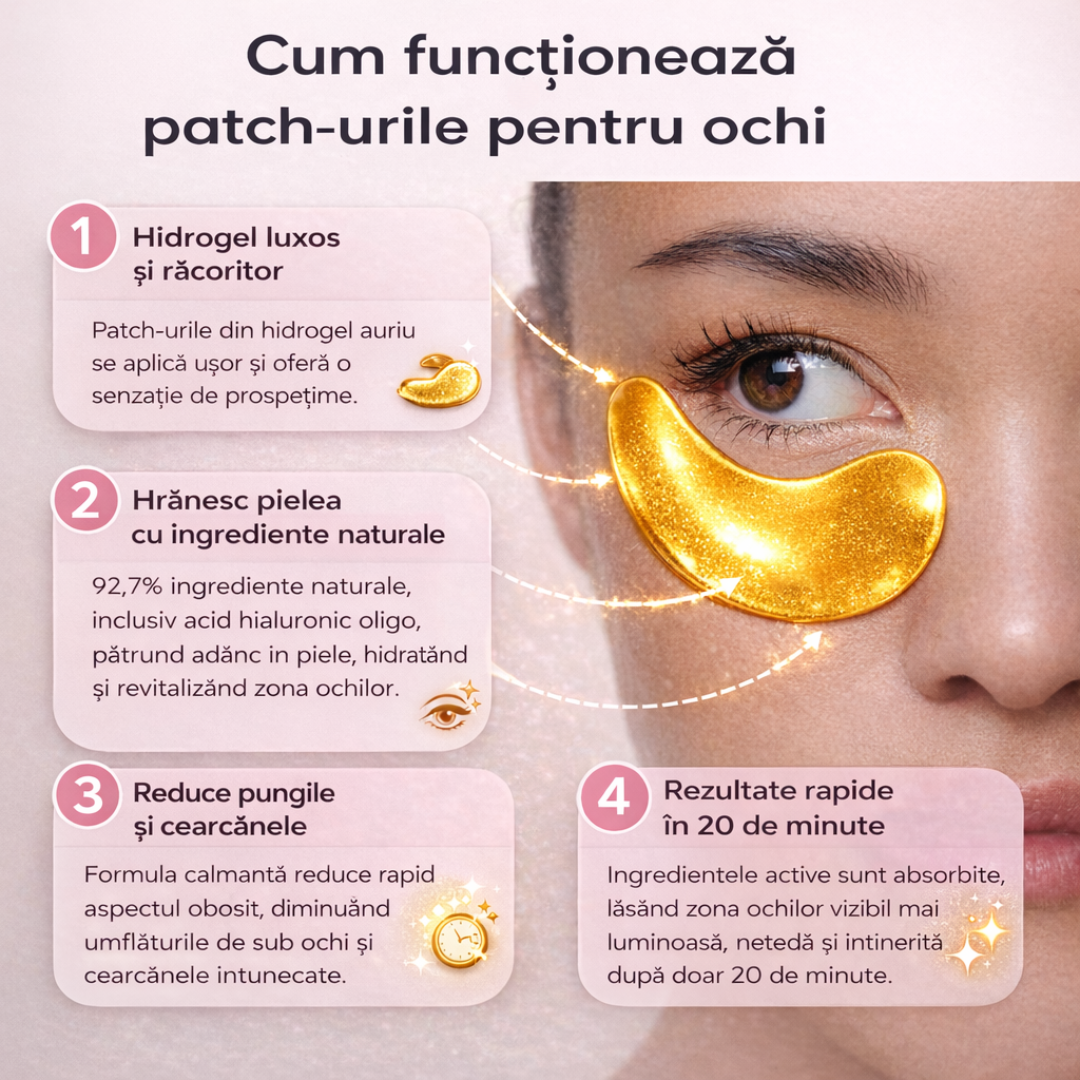 Patch-uri cu aur & colagen - 60 de perechi